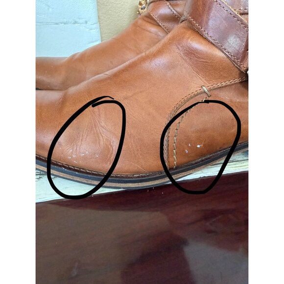 ALDO Men’s Brown Leather Ankle Boots Sz 12 Harness Buckle Zip Pre-owned Portugal - Picture 3 of 16